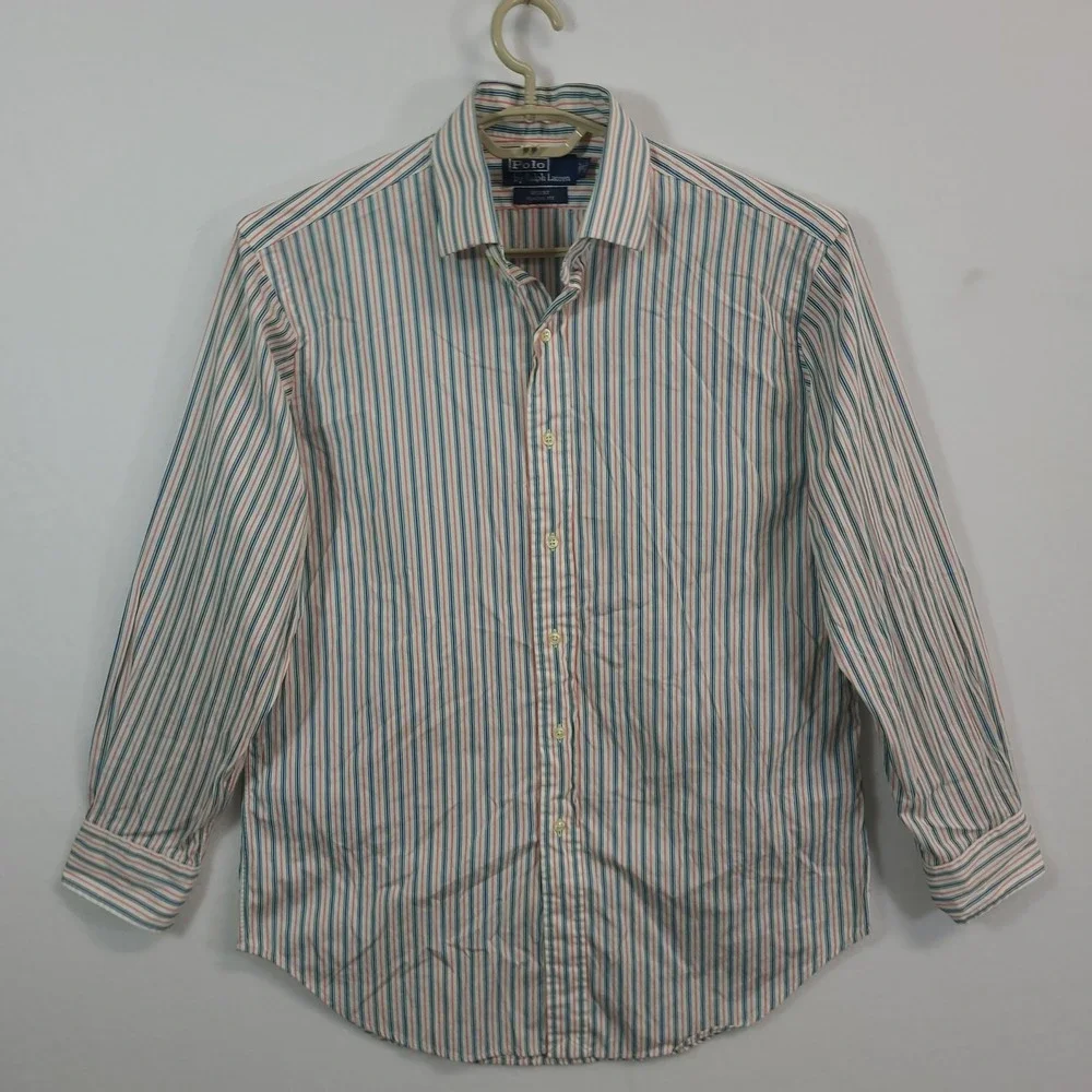 Polo Ralph Lauren Button Down Shirt Mens 16 32/33 Striped Regent Classic